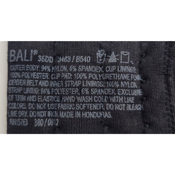 Bali Comfort Revolution Black Adjustable Strap Wire Free Bra Size 36DD - Picture 3 of 8